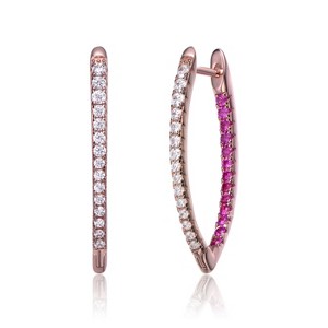 Guili Sterling Silver Inside-Out Marquise Hoop Earrings with Colored Cubic Zirconia – A Chic and Elegant Jewelry Accent for a Radiant Look - 1 of 3
