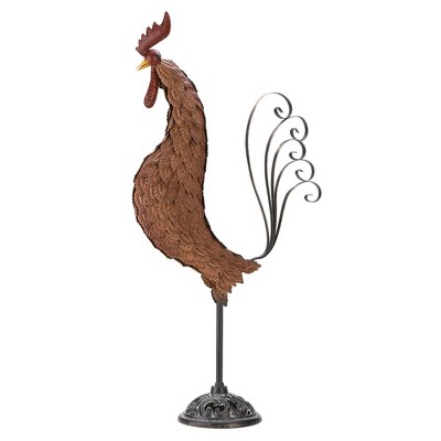 31" Cast Iron Rooster Sculpture Brown - Zingz & Thingz