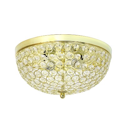 13" 2 Light Elipse Crystal Flush Mount Ceiling Gold - Elegant Designs