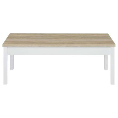 Stacie 47" Brown and White Rectangular Wood Coffee Table Set