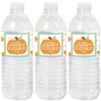 Big Dot of Happiness Little Pumpkin - Fall Birthday Party or Baby Shower Water Bottle Sticker Labels - Set of 20