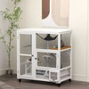 Munora 39" Indoor Cat Enclosure on Wheels with Openable Top, Multi-Level Cat House, White - 2 of 4