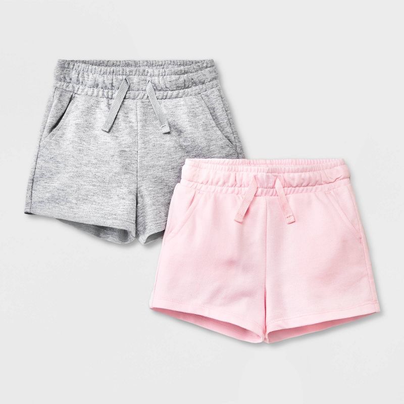 Toddler 2pk Knit Shorts - Cat & Jack™ Gray/Pink, 1 of 6