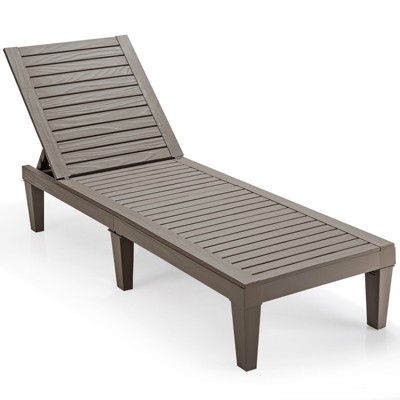 Tangkula Patio Lounge Chair Chaise Recliner Adjustable Backrest Outdoor&Indoor Black/Brown