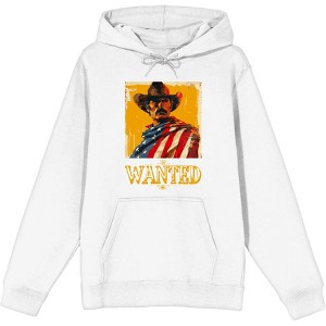 "Wanted" Cowboy With American Flag Adult Long Sleeve Hoodie - 1 of 2