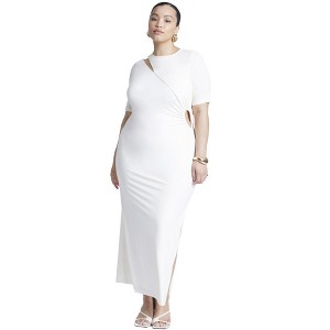 ELOQUII Women's Plus Size Cutout Detail Knit Maxi Dress - 1 of 4
