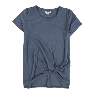 bar III Womens Tie Front Basic T-Shirt - 1 of 2