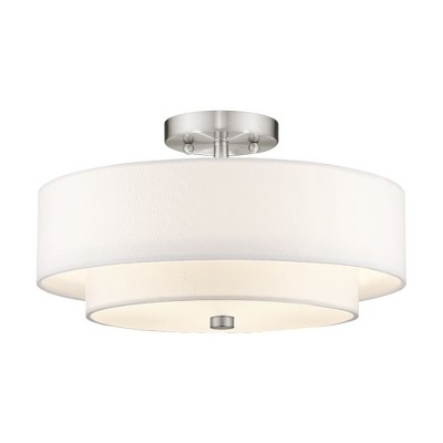 Livex Lighting Claremont 3 - Light Semi-Flush Mount in  Brushed Nickel
