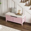 39.4” Wooden Chest Storage Box with 2 Safety Hinges, Entryway Benches with Flip-Top, Large Trunk for Living Room, - 3 of 4