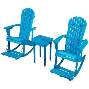 Jiallo Zero Gravity Collection Sky Blue Adirondack Rocking Chair with Built-in Footrest Set of 2 Rocking Chairs and 1 End Table - 1 of 4