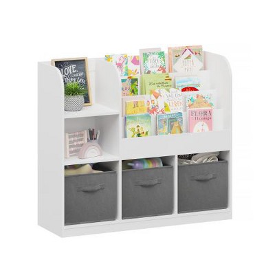 LIVAREEmlen Multifunctional Bookcase with 3 Collapsible Fabric Drawers,Bookcase Display Stand for Bedroom, Playroom,Hallway