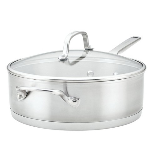 KitchenAid 5-Ply Clad Stainless Steel 3 qt. Stainless Steel Saucepan Silver with Lid