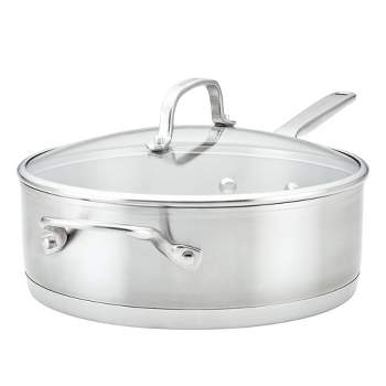 KitchenAid Stainless Steel 3-Ply Base 4.5qt Covered Deep Saute Pan with Helper Handle