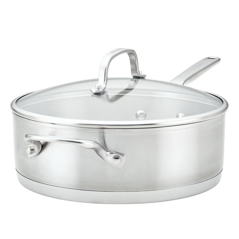 KitchenAid Stainless Steel 3-Ply Base 4.5qt Covered Deep Saute Pan with Helper Handle, 1 of 8