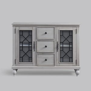 Antique White Wood 45 in. Kitchen Sideboard Buffet with 3 Storage Drawer Dining Room Cabinet Serving Wine Cupboard - 1 of 4