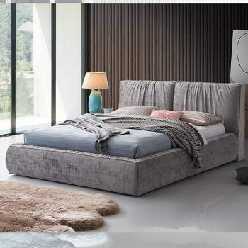 95" Eastern King Bed Onfroi Bed Gray Velvet - Acme Furniture