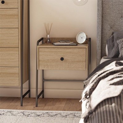 ORRD Rustic Nightstand with Drawer, Industrial Bedside Table with Wood Grain Finish, Bushwick Collection 26.6"