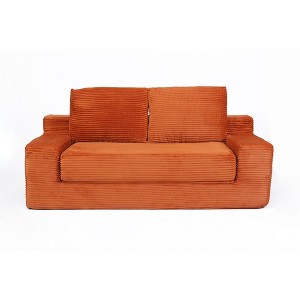 TIRAMISUBEST 72 inch Loveseat Sofa Corduroy Deep Seat Bean Bag Couch 600 lb Capacity Reversible Cushions 2 Pillows No Tool Setup Living Room - 1 of 4