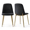 Armless Dining Chair Set Of 2 With Gold Metal Legs,Linen Dining Chair for Dining Room,Kitchen Chair,Modern Design-Tanpinhause - 3 of 4