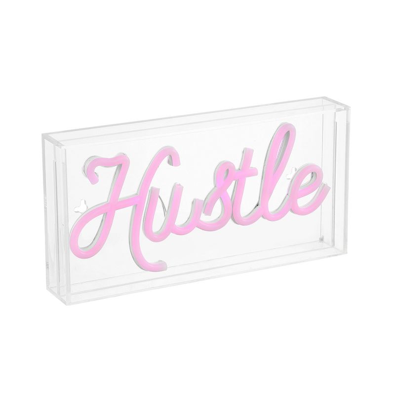 11.88&#34; x 5.88&#34; Hustle Contemporary Glam Acrylic Box USB Operated LED Neon Light Pink - JONATHAN Y, 2 of 7