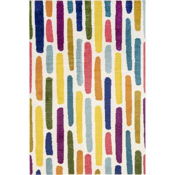 nuLOOM Thick Colorful Stripes Kids Area Rug