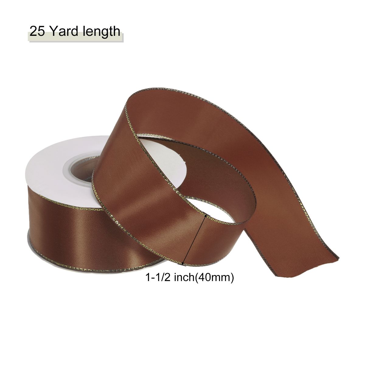 Unique Bargains Double Face Wide Satin Ribbon with Gold Edges for Wedding Bouquet - thumbnail 2
