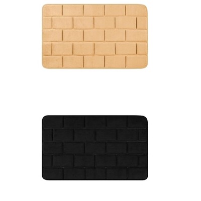 Unique Bargains Memory Foam Absorbent Non-Slip Dry Fast Bath Mats for Bathroom Floor 2 Pcs