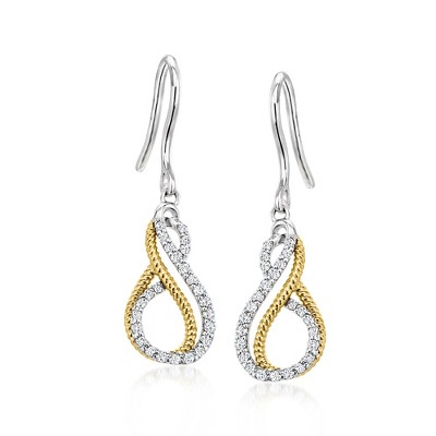 Ross-Simons 0.25 ct. t.w. Diamond Infinity Drop Earrings in Sterling Silver and 18kt Gold Over Sterling