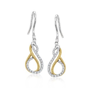 Ross-Simons 0.25 ct. t.w. Diamond Infinity Drop Earrings in Sterling Silver and 18kt Gold Over Sterling - 1 of 3