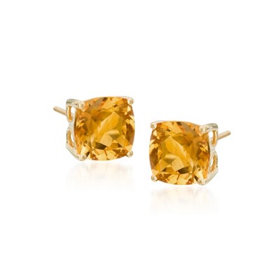 Ross-Simons 4.00 ct. t.w. Citrine Stud Earrings in 14kt Yellow Gold