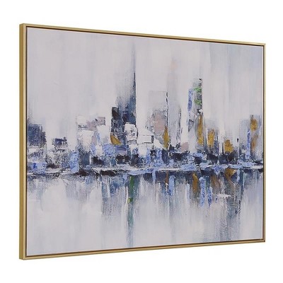 Carolina Living Cityscape Abstract Wall Art - Gold Frame - Medium