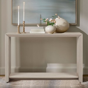 Rosary Blenn 47" Modern Console Table with Shelf – Light Wood Entryway Table - 1 of 4
