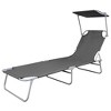 vidaXL Folding Sun Lounger with Canopy Steel Gray - 2 of 4