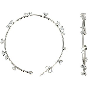 Pavilion Gift Company - Stunning Crystal in Silver - 2" Cubic Zirconia Hoop Earrings - Earrings - 1 of 4