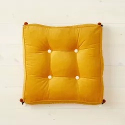 Oversized Corduroy Floor Pillow with Tassels Gold - Opalhouse™ designed with Jungalow™