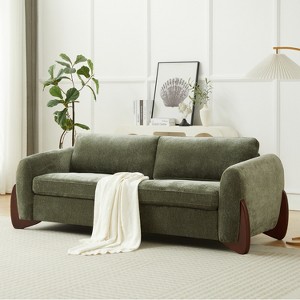 Christopher Knight Home Miles Modern Chenille 89" 3-Seater Sofa with Rubberwood Legs - 1 of 4
