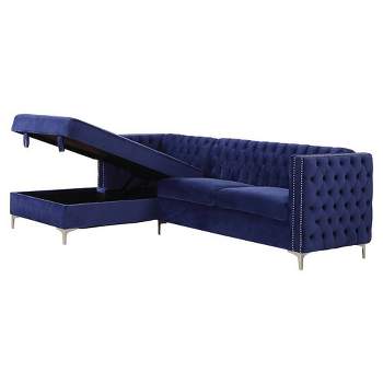 108" Sullivan Sectional Sofa Navy Blue Velvet - Acme Furniture