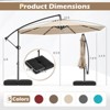 Costway 10 FT Solar Offset Hanging Umbrella Patio Cantilever Umbrella with 32 LED Lights Brown/Turquoise/Beige/Gray/Red - 3 of 4