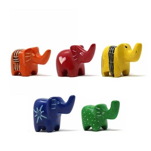 Slickblue Set of 5 Hand-Carved Colorful Soapstone Animals – 2-Inch Tall Whimsical Decor for Small Spaces - 1 of 4