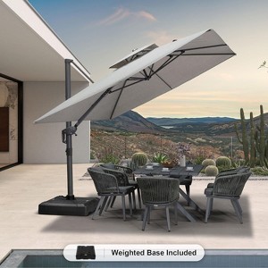 PURPLE LEAF Outdoor Cantilever Umbrella with Base Large Patio Umbrella Windproof Heavy Duty Hanging Offset Umbrella for Garden Outdoor Pool - 1 of 4