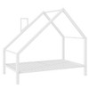 LOVMOR 77.55 Inch Twin Size Metal Floor Bed with House-shaped Headboard,No Box Spring Required,for Kids Teens Adults Bedroom,Easy Assembly，White - 4 of 4