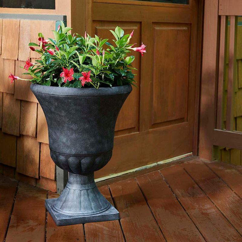 Southern Patio EB-029816 Winston 16 Inch Diameter Resin Ceramic Indoor Outdoor Garden Planter Urn Pot for Flowers, Herbs, Vegetables and Plants, Black, 2 of 7