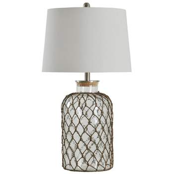 30" 3-way Seeded Netted Rope Glass Table Lamp - StyleCraft