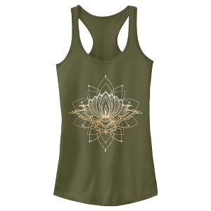 Juniors Womens Lost Gods Gold Lotus Racerback Tank Top - 1 of 4