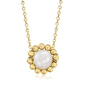 Ross-Simons 5-6mm Cultured Pearl Bead Halo Necklace in 14kt Yellow Gold - 1 of 3