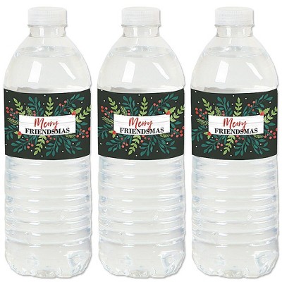Big Dot of Happiness Rustic Merry Friendsmas - Friends Christmas Party Water Bottle Sticker Labels - Set of 20