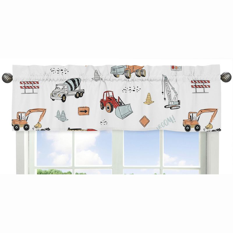 Sweet Jojo Designs Window Valance Treatment 54in. Construction Truck Red Blue and Grey, 1 of 4