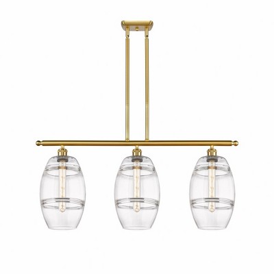 Vaz - 3 Light Stem Hung Island In Industrial Style-10.38 Inches Tall and 36 Inches Wide