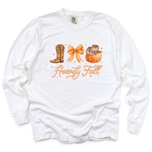 Simply Sage Market Coquette Howdy Fall Garment Dyed Long Sleeve - 1 of 4