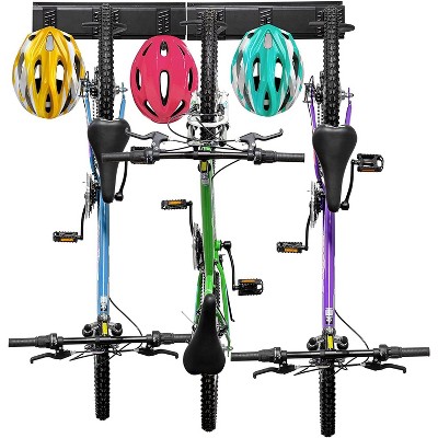 Bike Storage Rack, Bike Hooks Wall Hanger Mount for 4 Bicycles + 3 Helmets  Tools Organizer for Garage & Home Space Saving, Holds Up to 400lbs